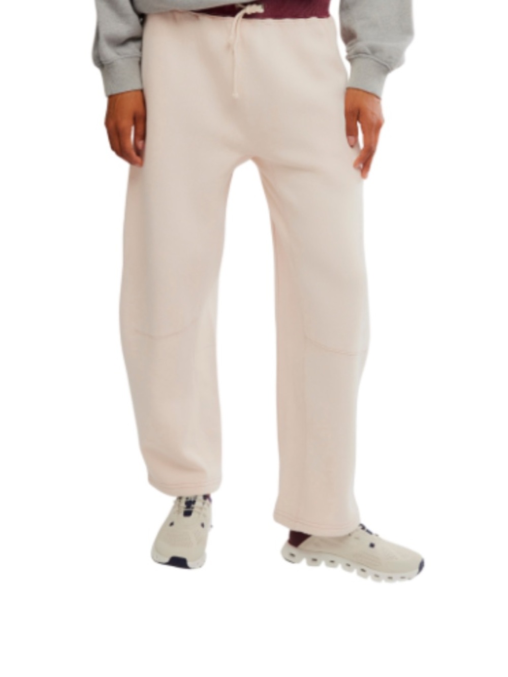 Free People Cream Wide-Leg Track Pants